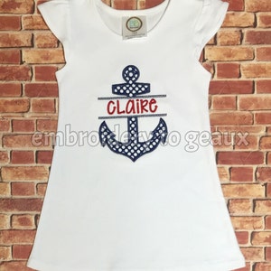 Girls Personalized Anchor Flutter Sleeve Dress--Summer Dress for Girls--Girls Beach Dress--Beach Picture Outfit--Summer Outfit for Girls
