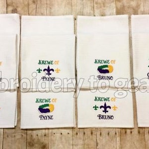 Mardi Gras Kitchen Towels, Mardi Gras Decor, Mardi Gras Gifts, Mardi Gras Decorations, King Cake Towels, Fleur de Lis Kitchen Towels image 2