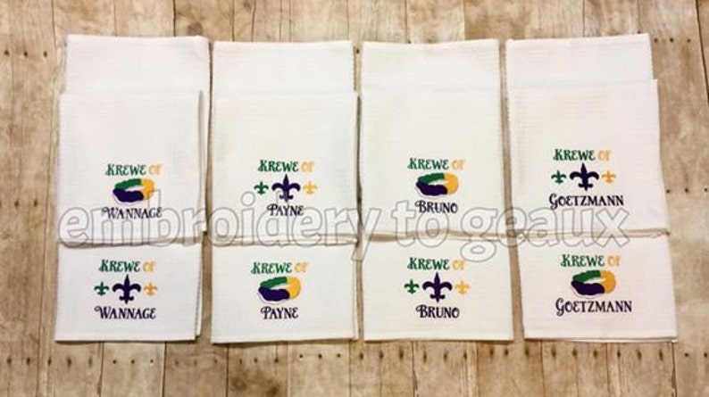 Mardi Gras Kitchen Towels, Mardi Gras Decor, Mardi Gras Gifts, Mardi Gras Decorations, King Cake Towels, Fleur de Lis Kitchen Towels image 2