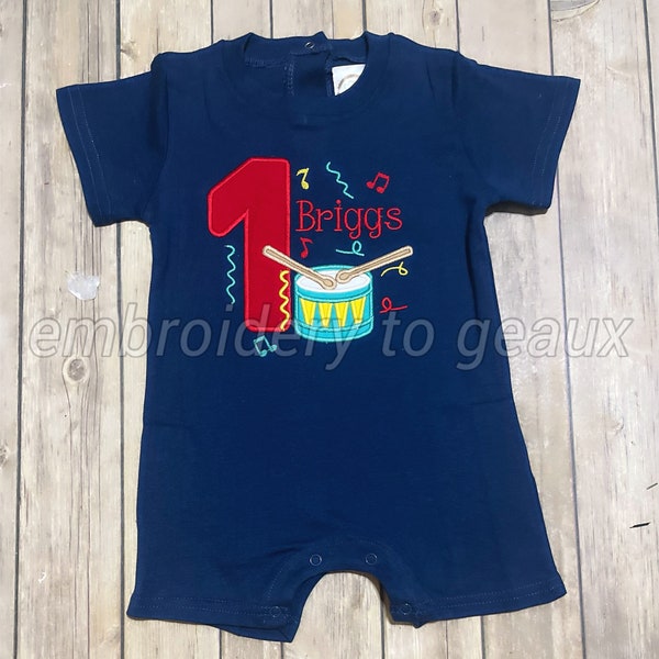 Drum Birthday Romper, Music Birthday Romper, Boys Birthday Romper,  First Birthday Romper, Music Birthday Theme, First Birthday Outfit Boy