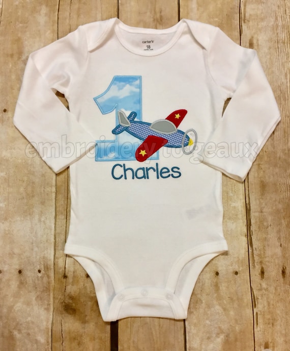 Personalized Airplane Birthday Shirt or Bodysuit, Boys Birthday