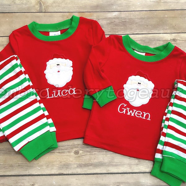 Monogrammed Christmas Pajamas, Personalized Christmas Pajamas, Kids Christmas Pajamas