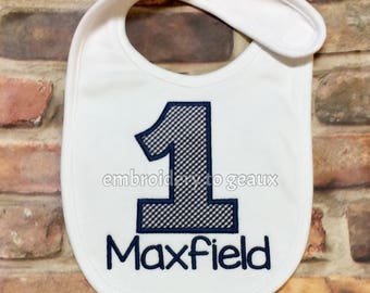 First Birthday Bib, Personalized Birthday Bib, Cake Smash Bib, First Birthday Outfit, Boys Custom Birthday Bib