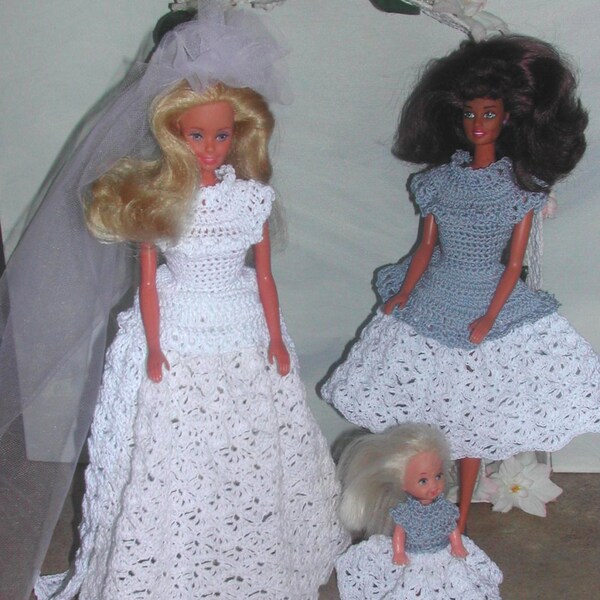 Crochet Fashion Doll Barbie & Kelly  Pattern- #494 PRECIOUS MOMENTS BRIDE