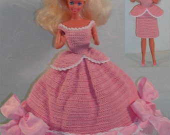 Crochet Fashion Doll Barbie Pattern- #213 CHANGEABLE IN PINK