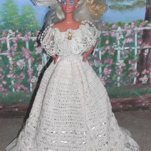 Crochet Fashion Doll Barbie  Pattern- #391 TEA GOWN from LONDON