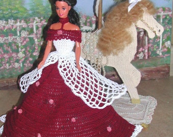 Crochet Fashion Doll Barbie  Pattern- #425 ROSE BUD PRINCESS 2