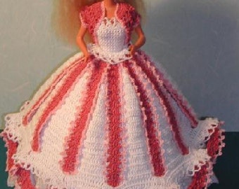 Crochet Fashion Doll Barbie Pattern- #112 CANDY STRIPES #1