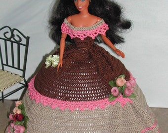 Crochet Fashion Doll Barbie Pattern- #585 COTILLION BALL GOWN #5