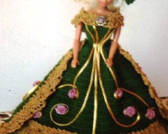 Crochet Fashion Doll Barbie Pattern- #257 PARADE OF ROSES #3