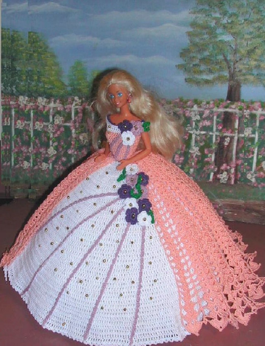 Crochet Fashion Doll Barbie Pattern 27 PEACH PEEKABOO -  Ireland