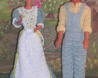 Crochet Fashion Doll Barbie & Ken Pattern- #245 MOM and DAD on the FARM