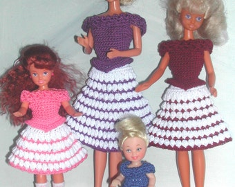 Barbie Crochet Patterns - Crochet Collector Costumes - Barbie Doll Crochet Pattern - Barbie Clothes #497 SISTERS CASUAL COSTUMES