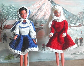 Crochet Fashion Doll Barbie  Pattern- #433 SKATING COSTUMES