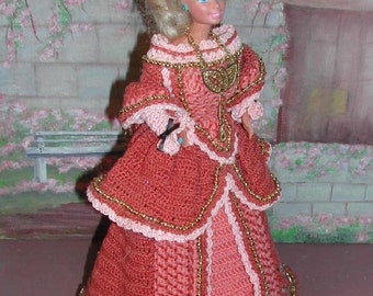 Barbie Crochet Patterns - Crochet Collector Costumes - Barbie Doll Crochet Pattern - Barbie Clothes #142 MEDIEVAL COSTUME