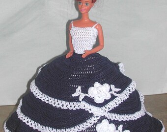 Crochet Fashion Doll Barbie Pattern- #511 WHITE ROSE