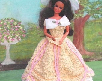 Crochet Fashion Doll Barbie Pattern- #177 VICTORIA IN YELLOW