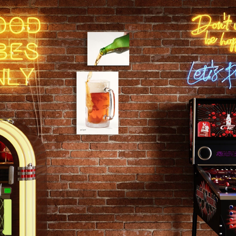 Beer Lover Gift for Beer Lovers. 2 Piece Wall Art for Bar Cart Decor