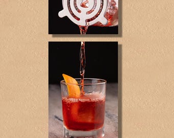 Negroni, bar decoration, classic cocktail, bar cart decor, modern bar decor, Cocktail wall art, bar cart prints, aesthetic bar decor