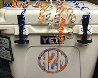 Yeti Cooler Lilly inspirado personalizado vinyl circle monograma calcomanía