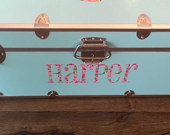Lilly P Inspired Monogram Name Decal Only for Camp Footlocker Trunk