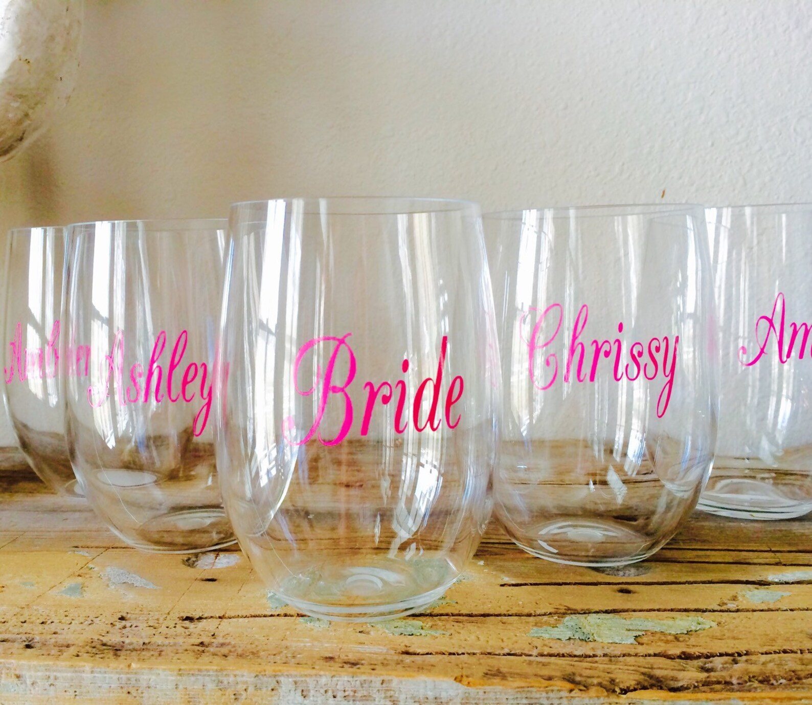 Monogrammed Stemless Acrylic 12oz. Wine Glasses Personalized Etsy