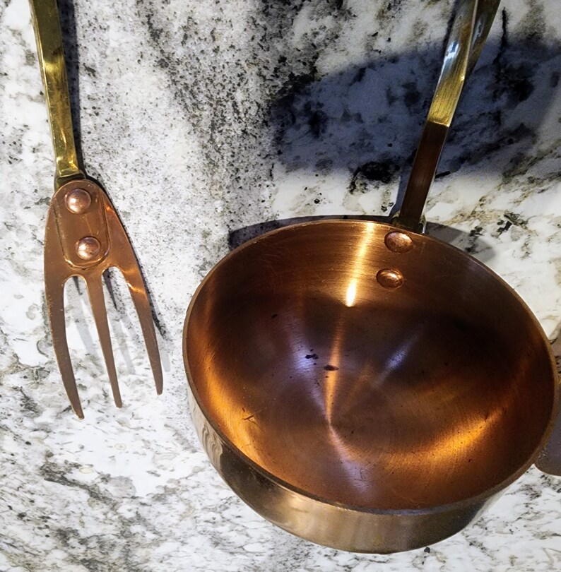 5pc Vintage Solid Copper & Brass Cooking Utensils Rustic Etsy