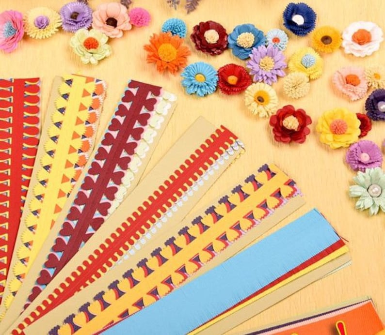 Quilling Paper Strips Quilling Paper Strips With Flower Etsy