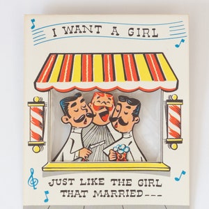Biglietto di anniversario / Alla ragazza che ho sposato / Vintage 1940s 1950s / A mia moglie Carino Adorabile Regalo Regalo Unico Barbershop Midcentury