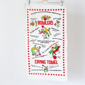 Boweler&#39;s Crying Towel | Vintage 1950s | NOS | Hand Dish Towel | Novelty Retro Kitsch Funny Humor