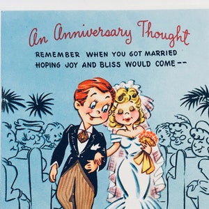 Feliz aniversário do vintage Cartão Comemorativo | Não utilizado como novo | Coringa atrevido do humor | Década de 1940 Década de 1950 | Felizes para Sempre Depois do Aniversário de Casamento | kitsch