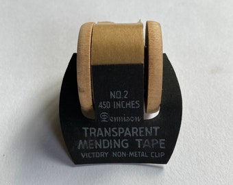 Vintage Dennison Mending Tape | NOS | No.2 Transparent Tape | 450 inches | Victory Non-Metal Clip | Paper Ephemera Scrapbook Vintage Antique