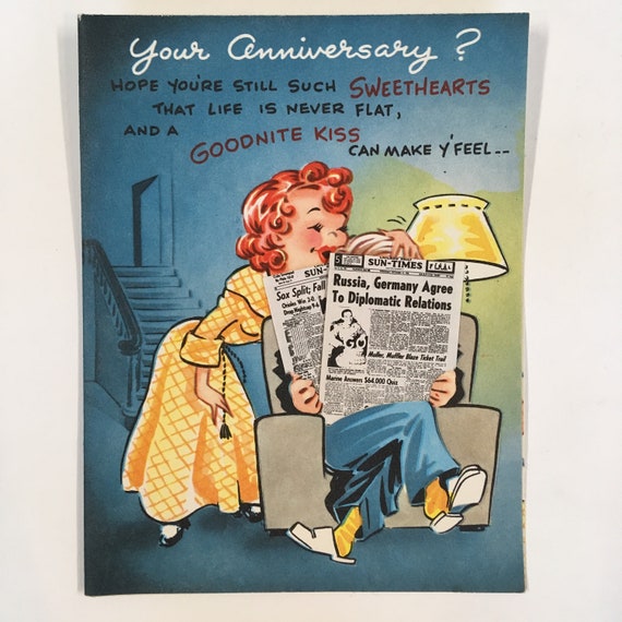 Happy Anniversary Card Vintage 1940s 1950s Unused Like New Etsy