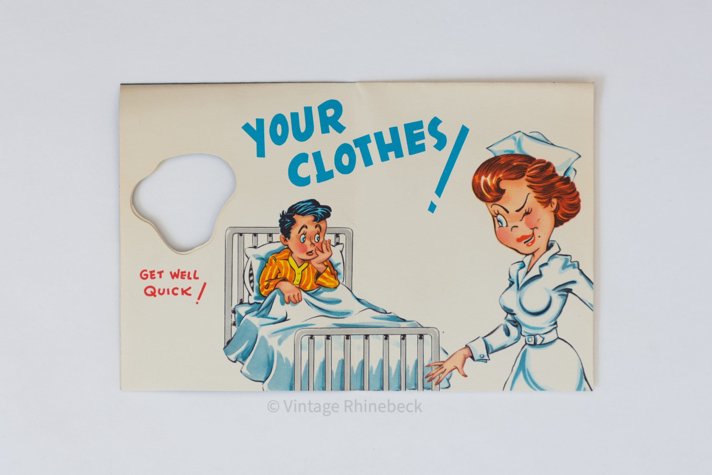 1940s vintage Quick on the Draw カウガール Get Well Soon Card | Vintage 1940s 1950s | Unused NOS | Cute Funny