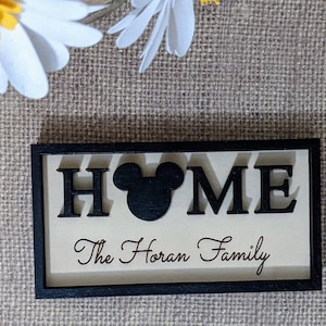 Small Sign Mickey Home | Personalize Sign | Tiered Tray Decor , Miniature Sign