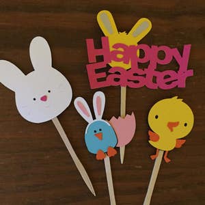 12 Easter Cupcake Toppers, Easter Party