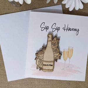 Engagement Card, Wedding Card, Congratulations Personalized Card, Wood Magnet Card