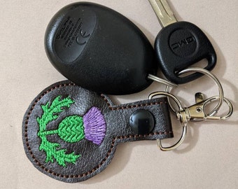 Porte-clés chardon, porte-clés chardon, bijou de sac chardon, simili cuir, vinyle marin