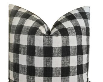 Buffalo Check Pillow Cover - 20 X 20 Black and White - Plaid Pillow - Gingham Pillow - Decorative Pillow - Throw Pillow - COVER ONLY