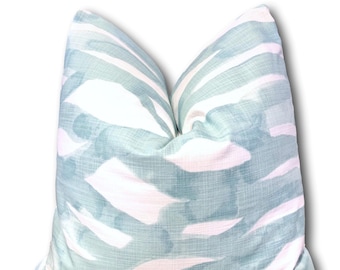 Aqua Green Geometric Pillow Cover: Painterly Throw Pillow