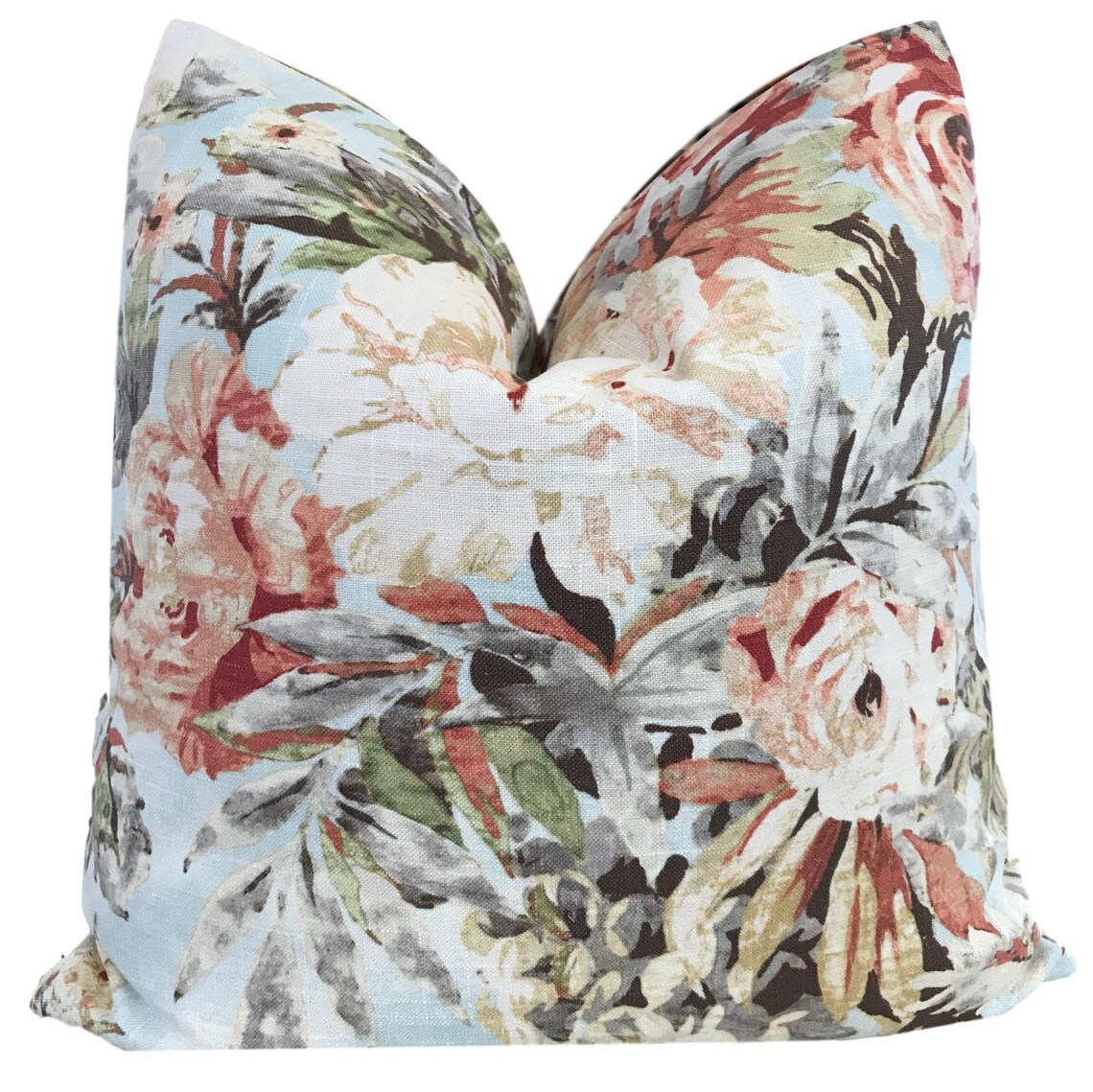 Blue Floral Pillow Cover Aqua Floral Pillow Cover Waverly Etsy