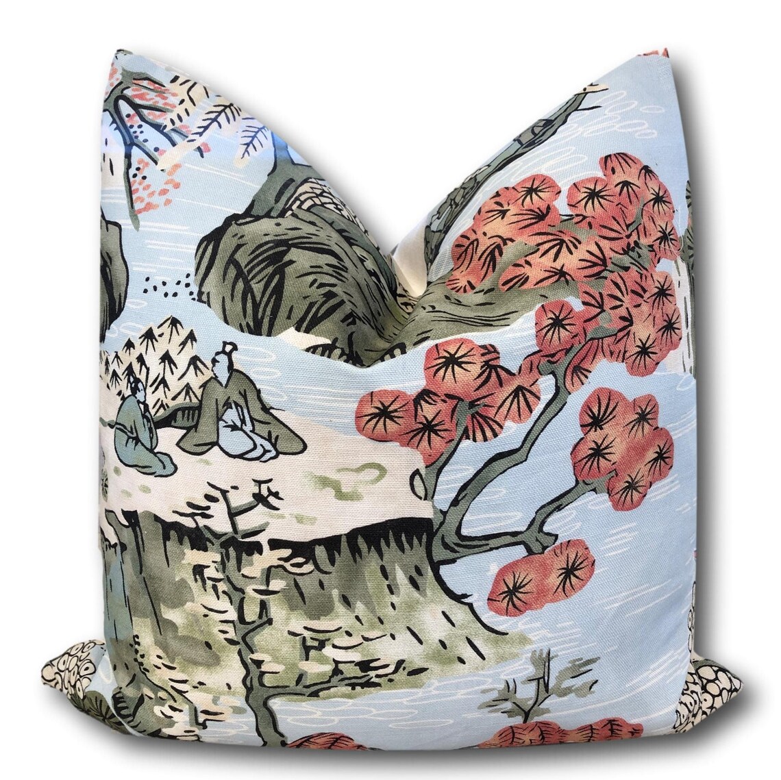 Thibaut Asian Scenic Pillow Cover Robin's Egg Blue Etsy