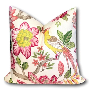 Schumacher Huntington Gardens Multi Pillow Cover - Pink Floral Schumacher Pillow -  Maximalist Decor Pillow - COVER ONLY