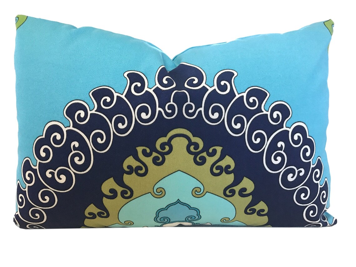 Super Paradise Pillow Cover - Trina Turk Pillow - Aqua Outdoor Pillow ...
