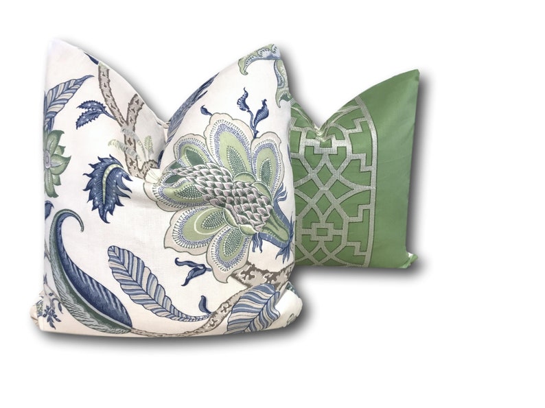 Schumacher Arborvitae Viridian and Green Pillow Cover Blue Etsy