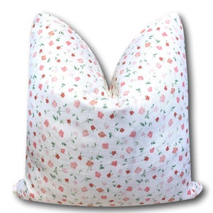 Pink & Cream Floral Pillow Schumacher Bloomwind Linen Pink Pillow Pastel Grandmillennial Decor High End Designer Pillow  COVER ONLY