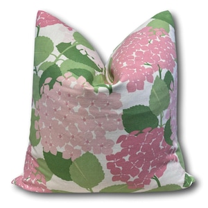 Schumacher Hydrangea Petal Pillow Cover | Pink Floral Designer Pillow | Grandmillennial Throw Pillow | Cottagecore Cushion | COVER ONLY