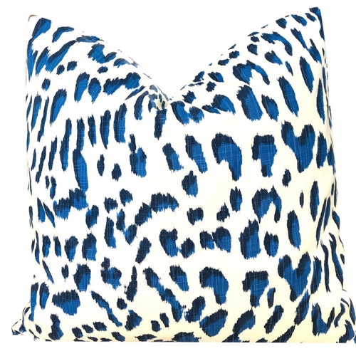 Blue Leopard Pillow Cover Blue Cheetah Pillow Blue Animal Etsy