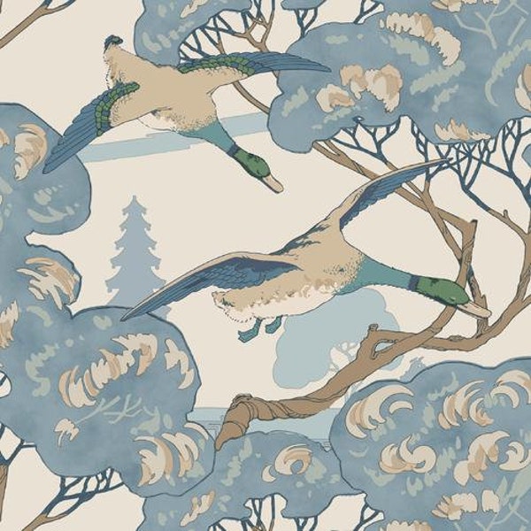 Lee Jofa Flying Ducks in Blue pillow covers - Hunting Pillow Cover - Sportsman Pillow Cover - Blue Bird Pillow Cover - COVER ONLY