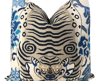 Cool Blue Pillow Tibet Tiger Eye Blue Pillow Cover 18x18, 20x20, 22x22, Animal Leopard Pillow  - Toss Pillow - Blue Grey Pillow - COVER ONLY